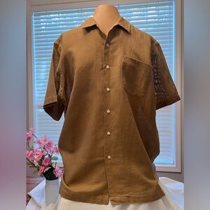 Polo by Lauren Ralph Brown Shirt with packet on the left side. Size L